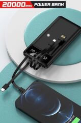 Taşınabilir Batarya 20000 Mah Ledli 4 Çıkışlı Powerbank TRM-1021 Siyah