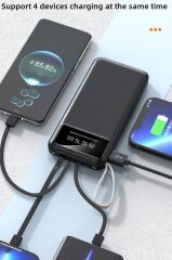 Taşınabilir Batarya 20000 Mah Hızlı Şarj Ledli 4 Çıkışlı Powerbank TRM-1021 Siyah