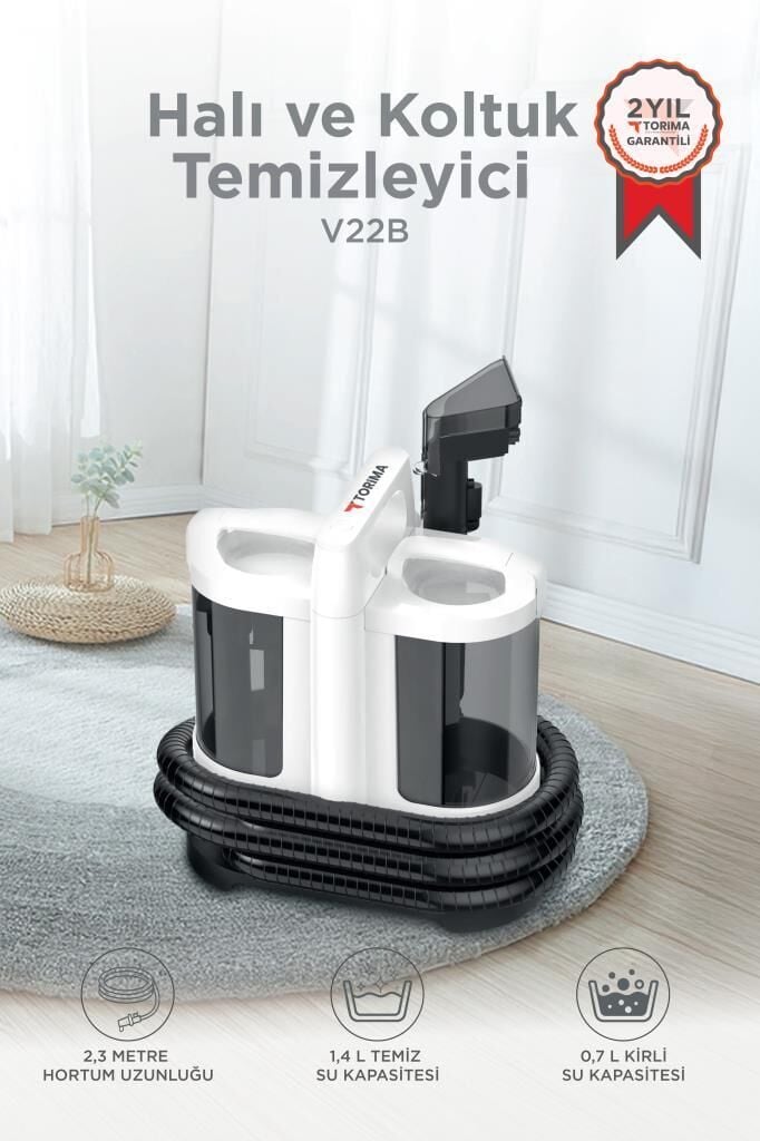 Halı ve Koltuk Yıkama Cam Temizleme Leke Çıkartma Makinesi V22B Beyaz