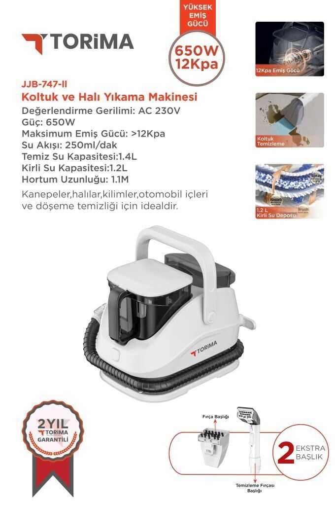 Torima JJB-747-II Koltuk ve Halı Yıkama Makinesi Leke Çıkartma Makinesi