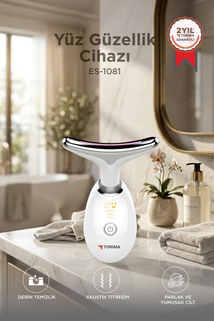 Ems Yüz ve Boyun Kırışıklık Bakım Destekli Gıdı ve Sarkma Önleyci Güzellik Cihazı ES1081 Beyaz
