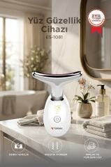 Ems Yüz ve Boyun Kırışıklık Bakım Destekli Gıdı ve Sarkma Önleyci Güzellik Cihazı ES1081 Beyaz