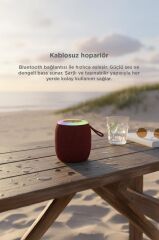 Bluetooth Hoparlör Rgb Işıklı USB FM Destekli Radyo D10 Kırmızı