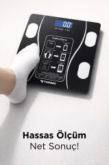 Bluetooth Akıllı Tartı Dijital Baskül Yağ Kas Vücut Kitle İndeksi XK-26C Siyah