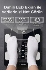 Bluetooth Akıllı Tartı Dijital Baskül Yağ Kas Vücut Kitle İndeksi XK-26C Siyah