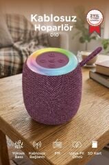 Bluetooth Hoparlör Rgb Işıklı USB FM Destekli Radyo D10 Pembe
