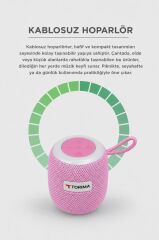 Bluetooth Hoparlör Rgb Işıklı USB FM Destekli Radyo D10 Pembe