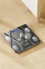 Bluetooth Akıllı Tartı Dijital Baskül Yağ Kas Vücut Kitle İndeksi XK-26C Siyah