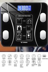 Bluetooth Akıllı Tartı Dijital Baskül Yağ Kas Vücut Kitle İndeksi XK-26C Siyah