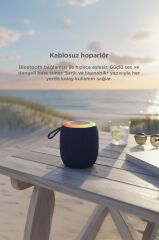 Bluetooth Hoparlör Rgb Işıklı USB FM Destekli Radyo D10 Koyu Lacivert
