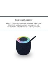 Bluetooth Hoparlör Rgb Işıklı USB FM Destekli Radyo D10 Koyu Lacivert