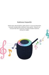 Bluetooth Hoparlör Rgb Işıklı USB FM Destekli Radyo D10 Koyu Lacivert