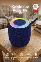 Bluetooth Hoparlör Rgb Işıklı USB FM Destekli Radyo D10 Lacivert