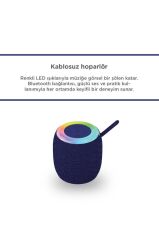 Bluetooth Hoparlör Rgb Işıklı USB FM Destekli Radyo D10 Lacivert