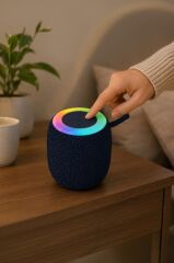 Bluetooth Hoparlör Rgb Işıklı USB FM Destekli Radyo D10 Koyu Lacivert