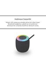 Bluetooth Hoparlör Rgb Işıklı USB FM Destekli Radyo D10 Gri