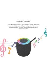 Bluetooth Hoparlör Rgb Işıklı USB FM Destekli Radyo D10 Gri