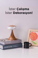 Abajur Kristal Elmas Masa Lambası Led Işıklı Akrilik Gece Lambası LW-31 Ahşap Grain