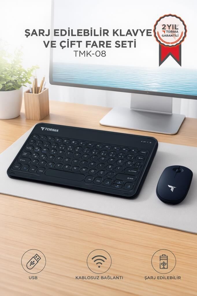 Bluetooth Kablosuz Klavye Mouse Seti TMK08 Siyah
