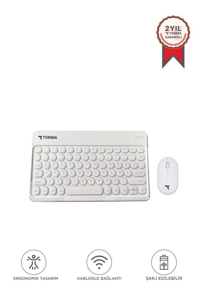 Bluetooth Kablosuz Klavye Mouse Seti TMK08 Beyaz