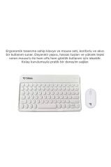 Bluetooth Kablosuz Klavye Mouse Seti TMK08 Beyaz