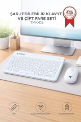 Bluetooth Kablosuz Klavye Mouse Seti TMK08 Beyaz