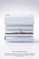 Bluetooth Kablosuz Klavye Mouse Seti TMK08 Beyaz