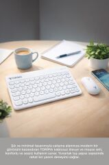 Bluetooth Kablosuz Klavye Mouse Seti TMK08 Beyaz