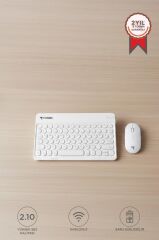 Bluetooth Kablosuz Klavye Mouse Seti TMK08 Beyaz