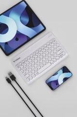 Bluetooth Kablosuz Klavye Mouse Seti TMK08 Beyaz