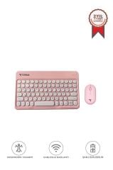 Bluetooth Kablosuz Klavye Mouse Seti TMK08 Pembe