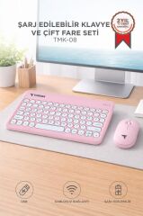 Bluetooth Kablosuz Klavye Mouse Seti TMK08 Pembe