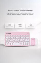 Bluetooth Kablosuz Klavye Mouse Seti TMK08 Pembe