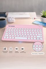 Bluetooth Kablosuz Klavye Mouse Seti TMK08 Pembe