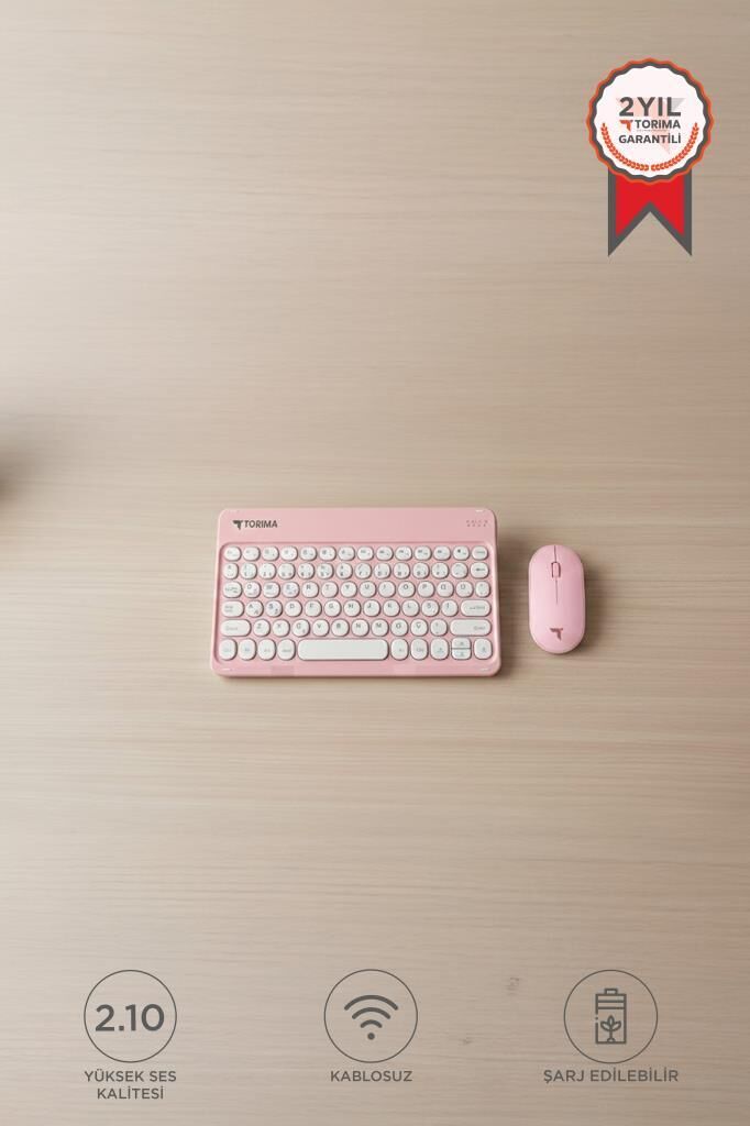 Torima TMK-08 Pembe Kablosuz Bluetooth Klavye Mouse Seti