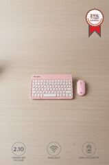 Bluetooth Kablosuz Klavye Mouse Seti TMK08 Pembe