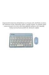 Bluetooth Kablosuz Klavye Mouse Seti TMK08 Mavi