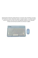 Bluetooth Kablosuz Klavye Mouse Seti TMK08 Mavi