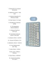 Bluetooth Kablosuz Klavye Mouse Seti TMK08 Mavi