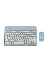 Bluetooth Kablosuz Klavye Mouse Seti TMK08 Mavi