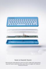 Bluetooth Kablosuz Klavye Mouse Seti TMK08 Mavi
