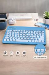 Bluetooth Kablosuz Klavye Mouse Seti TMK08 Mavi