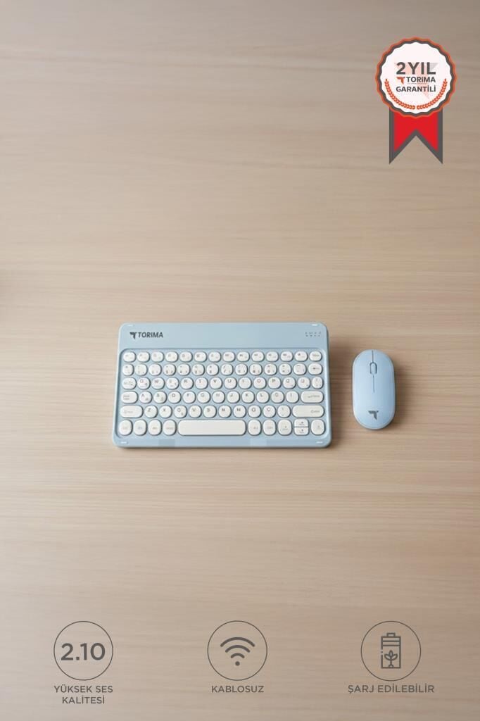 Bluetooth Kablosuz Klavye Mouse Seti TMK08 Mavi