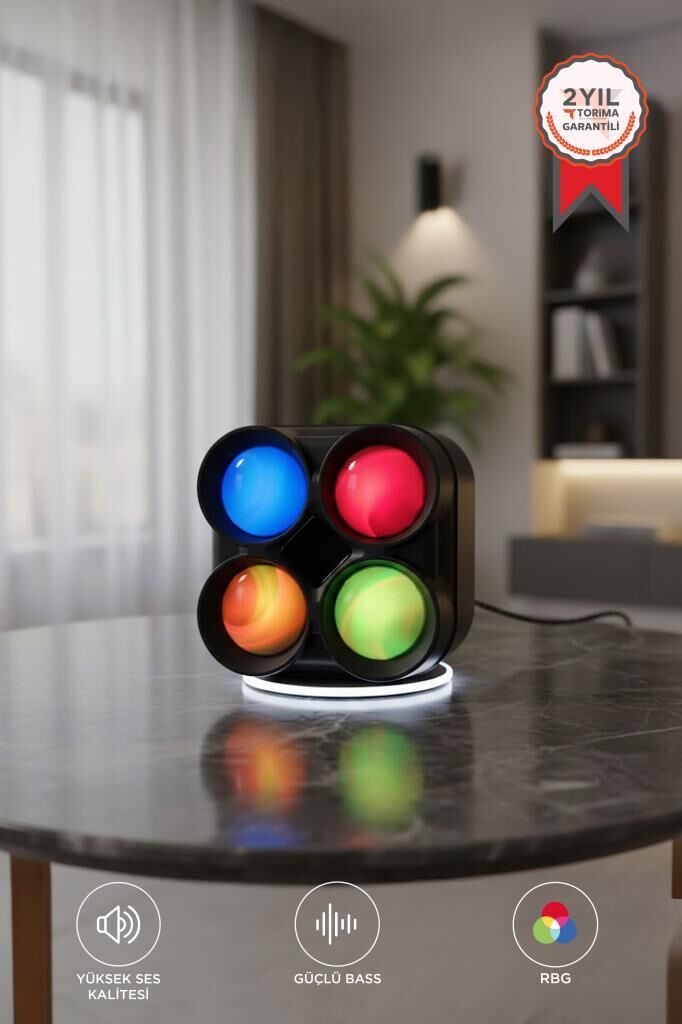 Bluetooth Speaker Kablosuz Hoparlör Led Işıklı 5 Watt USB Girişli Şarjlı Hoparlör GTS-1835 Siyah