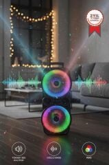 Bluetooth Speaker Kablosuz Hoparlör Led Işıklı 10X2 Watt USB Girişli Şarjlı Hoparlör GTS-1569 Siyah