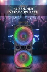 Bluetooth Speaker Kablosuz Hoparlör Led Işıklı 10X2 Watt USB Girişli Şarjlı Hoparlör GTS-1569 Siyah