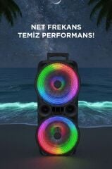 Bluetooth Speaker Kablosuz Hoparlör Led Işıklı 10X2 Watt USB Girişli Şarjlı Hoparlör GTS-1569 Siyah