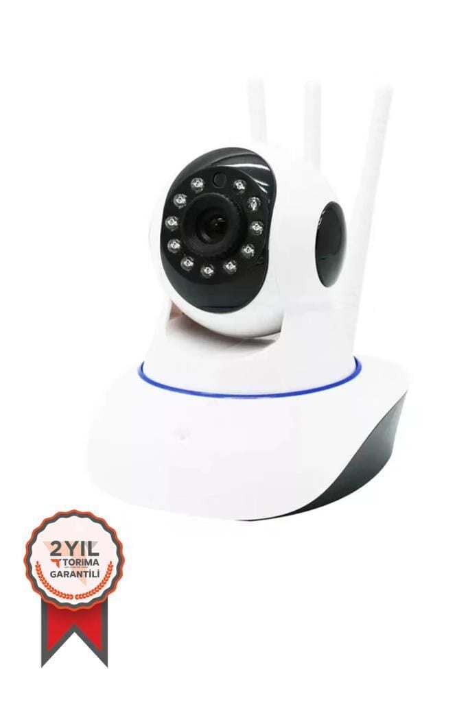 Güvenlik Kamerası Ethernet Girişli 360 Derece Dönebilen 3 Antenli Full Hd Smart Ip Kamera CMR5 Beyaz