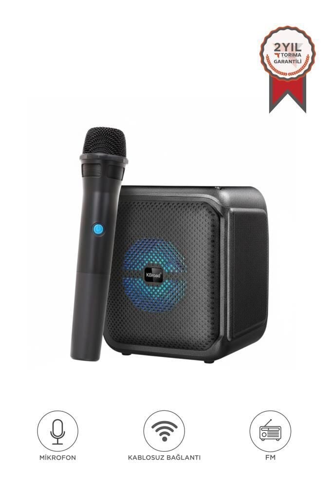 Mikrofonlu RGB Işıklı Bluetooth Hoparlör USB TF FM 12W Taşınabilir KTS-2311 Siyah