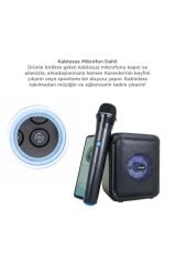 Mikrofonlu RGB Işıklı Bluetooth Hoparlör USB TF FM 12W Taşınabilir KTS-2311 Siyah